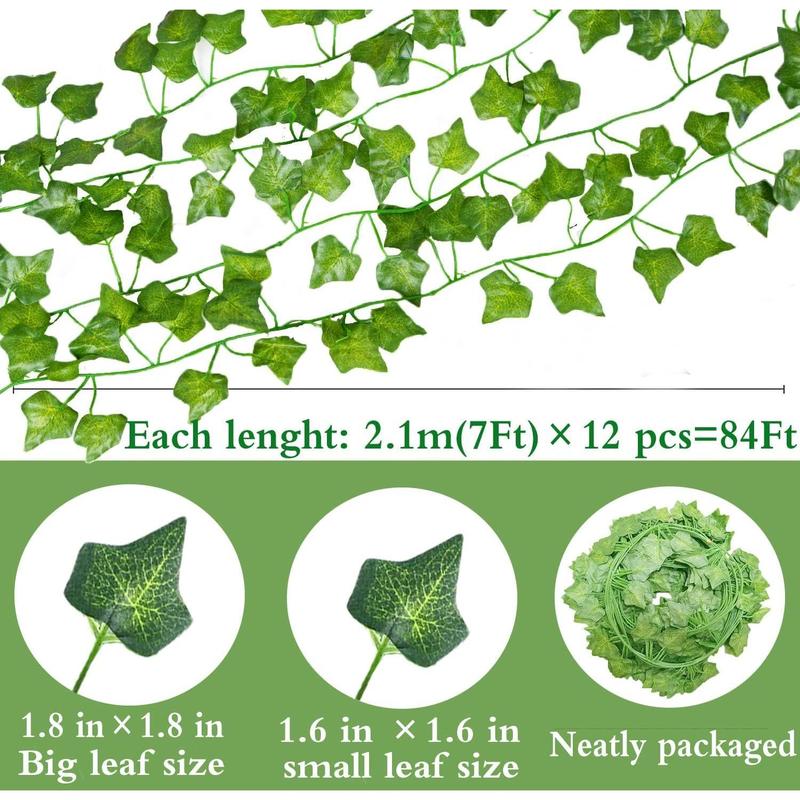 12 Pack 84 Feet Fake Ivy Leaves Vines Artificial Garland Greenery Hanging Plants for Bedroom Decor Aesthetic, Party Wedding Wall