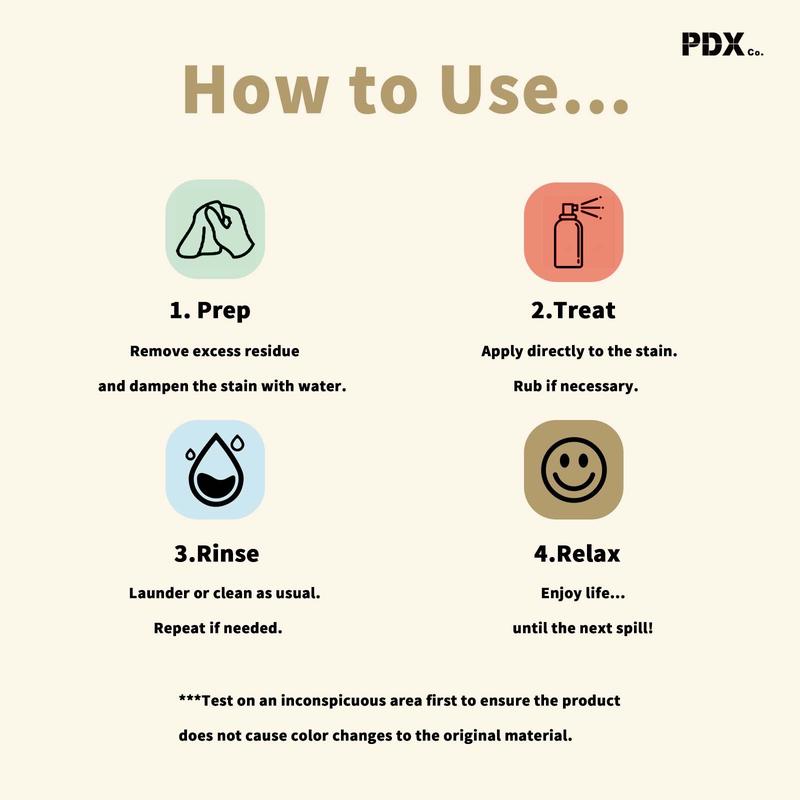 PDX Pure&X Stain Eraser Spray - No Dry Cleaning Food, Grease, Underwear Fabric,Collars, car seats, curtains, sofas Fabric，Coffee Off Laundry, oil stain stain  remover