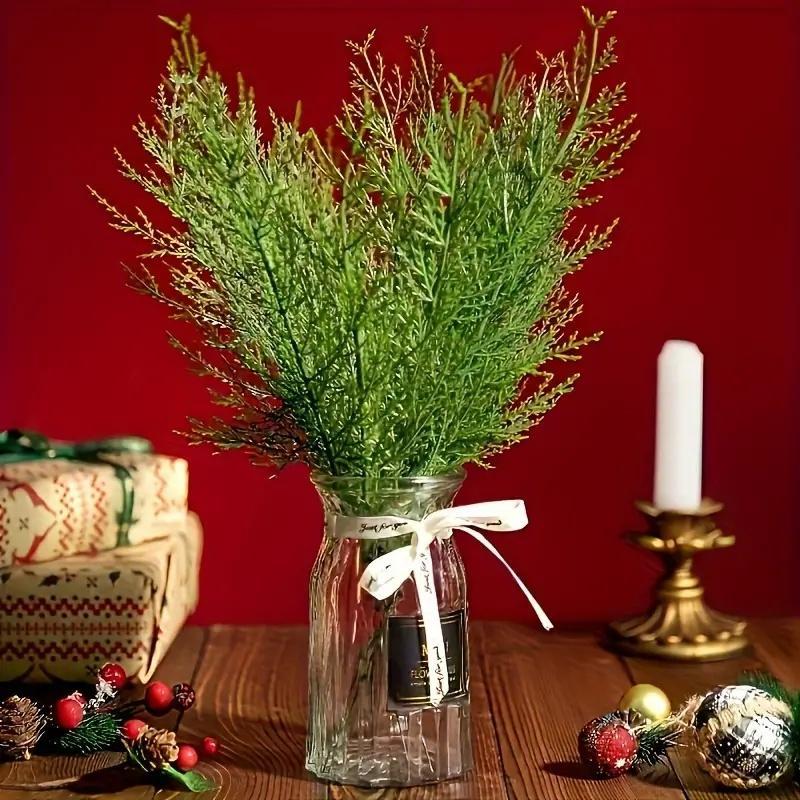 Artificial Pine Leaves, 20pcs set Fake Pine Twigs, DIY Decorative Plant for Home Party Wedding, Home Decor Supplies