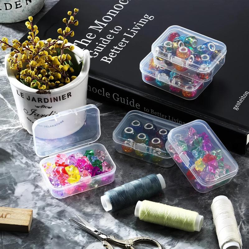 Clear Storage Box with Hinged Lid, 24pcs set Mixed Size Transparent Storage Box, Plastic Containers, Suitable for Small Items and Handmade Projects, Durable Storage Box