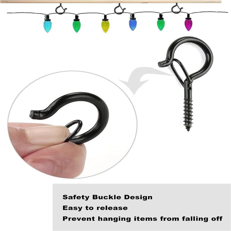 Screw Hooks for Hanging Outdoor String Lights, Heavy Duty 2.2 Inch Eye Hook Cup Hook Q-Hanger, Wall Wood Ceiling Deck Mount