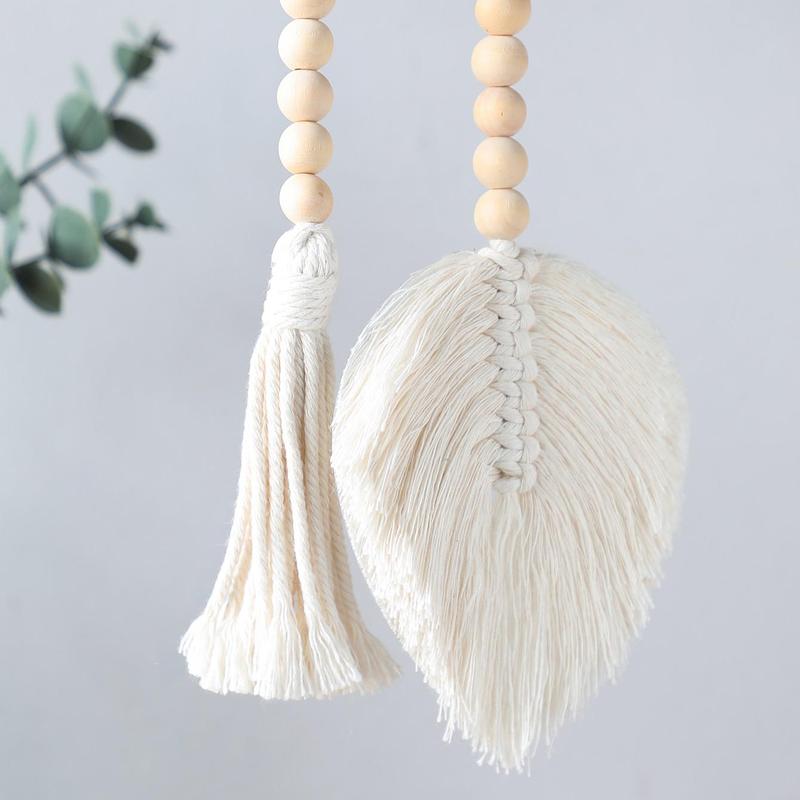 Boho Style Beaded Tassel Ornament, Wooden Beaded Wall Hanging Ornament, Home Decor for Living Room Bedroom