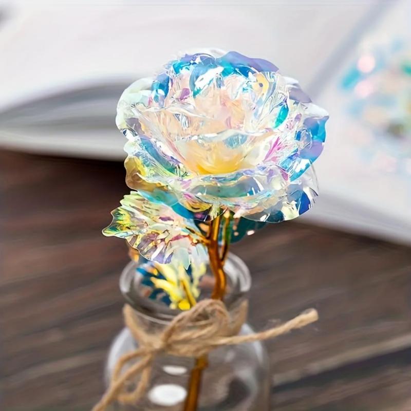 Artificial Rose Flower, Eternal Rose Flower Ornaments, Glitter Rose, Glitter Decorative Flower for Wedding Birthday Gift, Decorations for Room