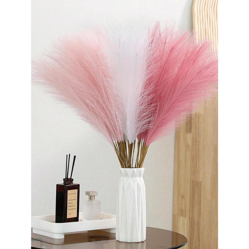 18pcs Deep Purple Artificial Pampas Grass Boho Decor, Faux Fluffy Tall Bulrush Reed Grass For Autumn Vase Filler, Farmhouse Home Kitchen Bohemian Decoration, Room, Wedding Party Decor, Christmas