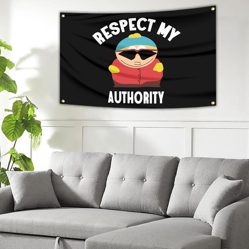 Respect My Authority Flag 3x5Ft Funny Meme Tapestry for Wall Hanging Living Room Bedroom College Dorm Men Cave Decor Banner with 4 Brass Grommets