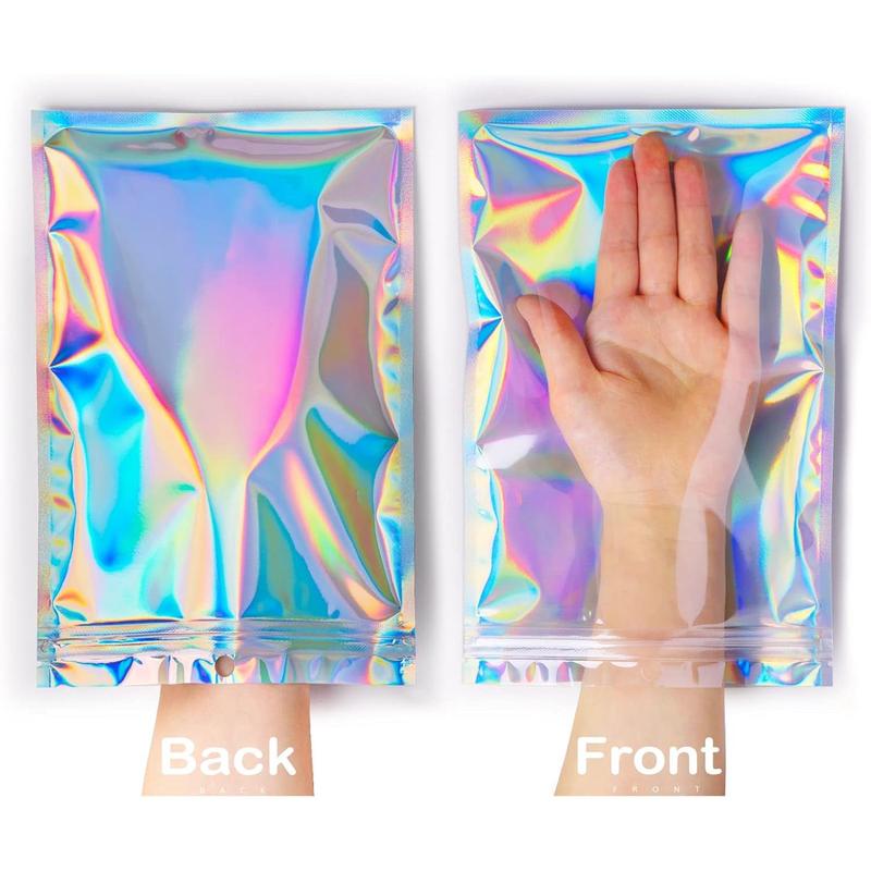 Resealable Holographic Bags Small Ziplock Plastic Smell Proof Baggies for Party Favor Food Storage, Lip Gloss, Candy, Cosmetic Packaging