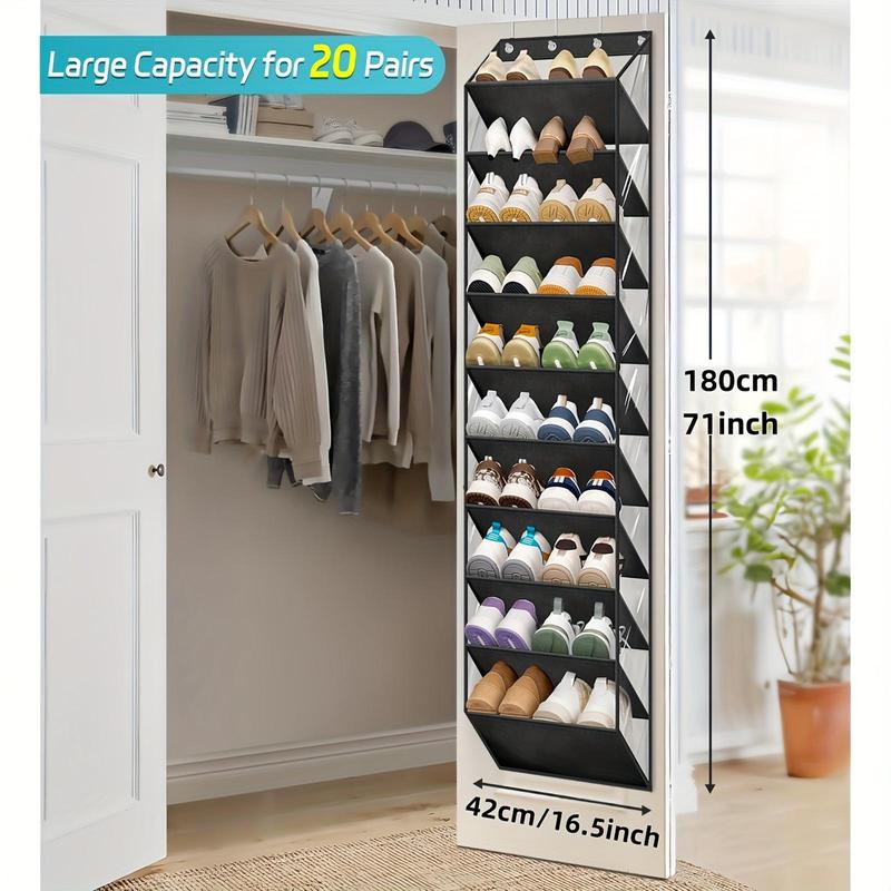 10 Tier Over The Door Shoe Organizer, 1 Count Deep Pockets Large Hanging Shoe Storage Bag, Shoe Holder Hanger for Sneakers Boots