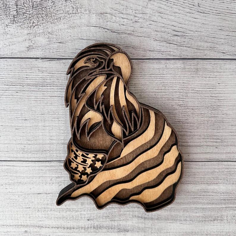 Eagle and Flag SVG, American Flag, Bald Eagle, Laser Cut file, Multilayer, DIY Cutting, Glowforge, Wooden Animal, Wall Decor,