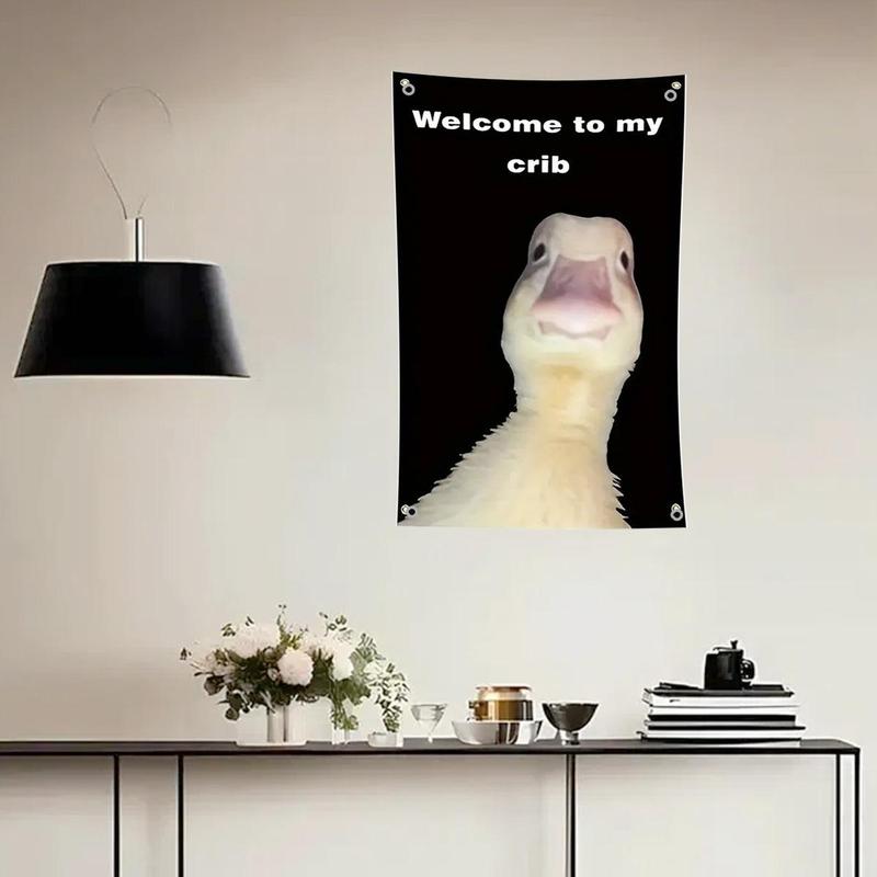 Welcome To My Crib Letter & Duck Pattern Decorative Flag, Hanging Decorative Room Banner, Decorative Flag for College Dorms, Home Decor, Fall Decor