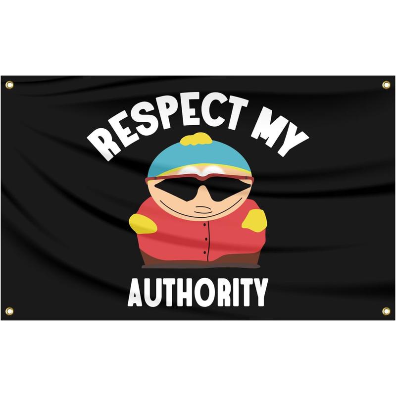 Respect My Authority Flag 3x5Ft Funny Meme Tapestry for Wall Hanging Living Room Bedroom College Dorm Men Cave Decor Banner with 4 Brass Grommets