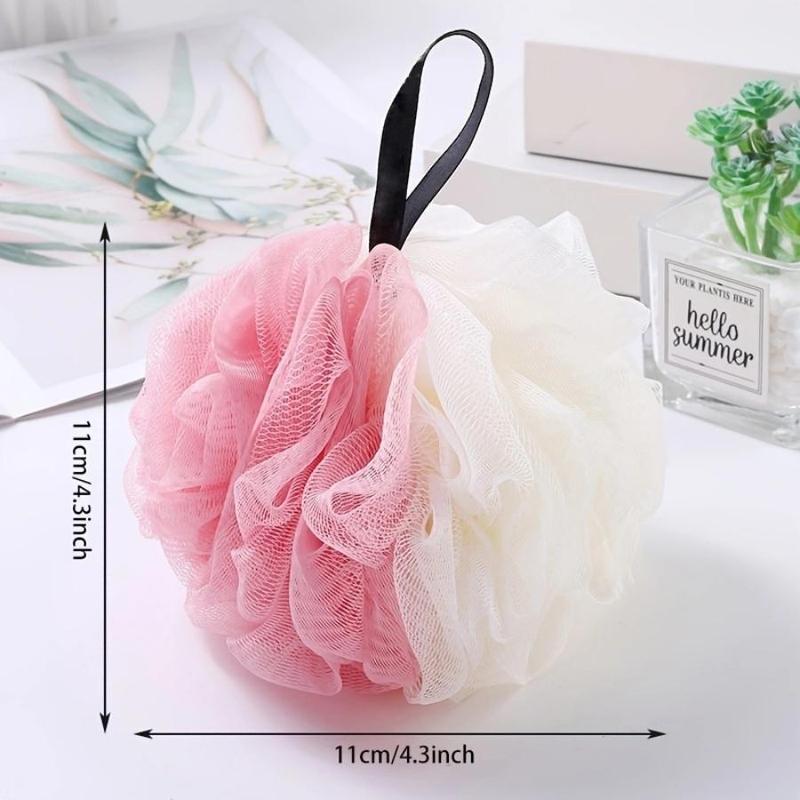 Random Color Bath Foaming Ball, 1 Count Bathroom Scrubbing Ball with Hanging Straps, Exfoliating Mesh Loofah Shower Ball, Bathroom Accessories