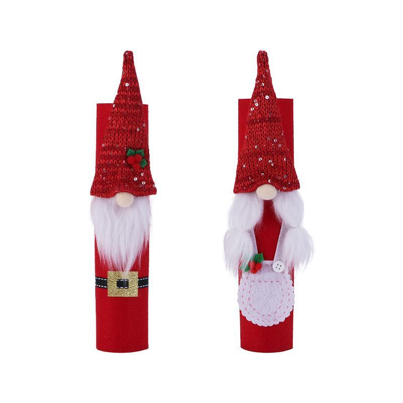 Christmas Gnome Design Refrigerator Handle Cover, 2 Counts set Cute Santa Claus Design Refrigerator Door Handle Cover, Home Decor for Kitchen Party Festival