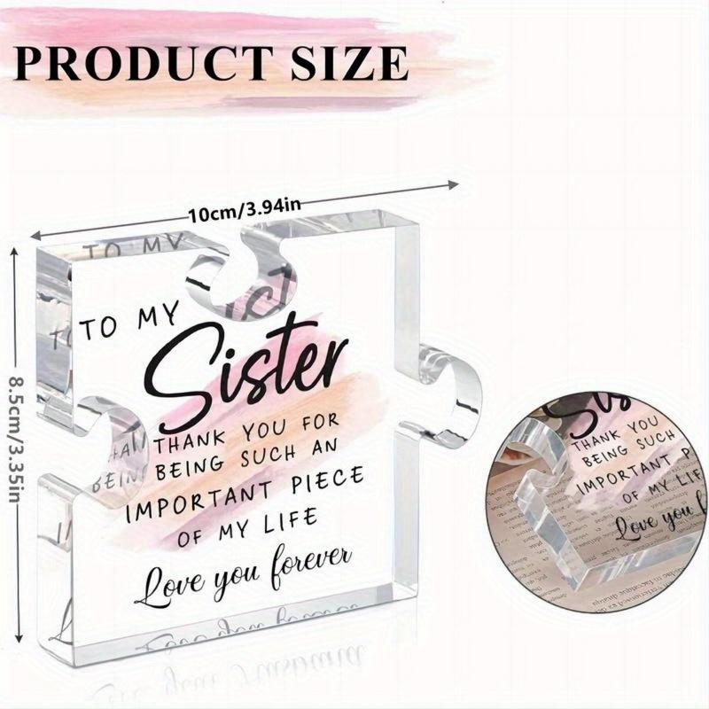 Sister Gifts from Sister - Unique Sister Birthday Acrylic Puzzle-Shaped Plaque Desk Decorations Present for Sister Thanksgiving Christmas Wedding from Sister Brother Ornaments Ornaments Ornaments