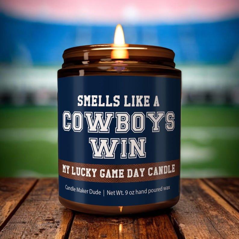 Smells Like a Cowboys Win, Cowboys Dallas Lucky Game Day Candle, Football Candle, Fans Gift, Game Day Decor, Sport Themed Candle