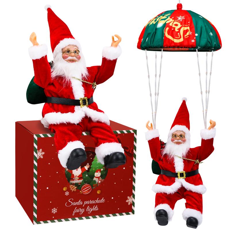 Merry Christmas! LED Holiday Fairy Lights with Santa Claus Lighting Decorations,Illuminate Your Indoor Spaces with Santa Claus Parachute String Color Changing, RGB Twinkle Lights for Great Ideal for Christmas Gift, Home Wall,Xmas Tree