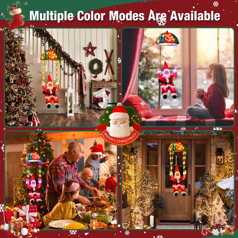 Merry Christmas! LED Holiday Fairy Lights with Santa Claus Lighting Decorations,Illuminate Your Indoor Spaces with Santa Claus Parachute String Color Changing, RGB Twinkle Lights for Great Ideal for Christmas Gift, Home Wall,Xmas Tree