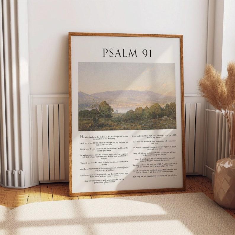 Psalm 91 Bible Verse Wall Poster Poster, Decorate Your Hallway, Living Room, and Offices with Inspirational Scripture Poster work G2WTZ