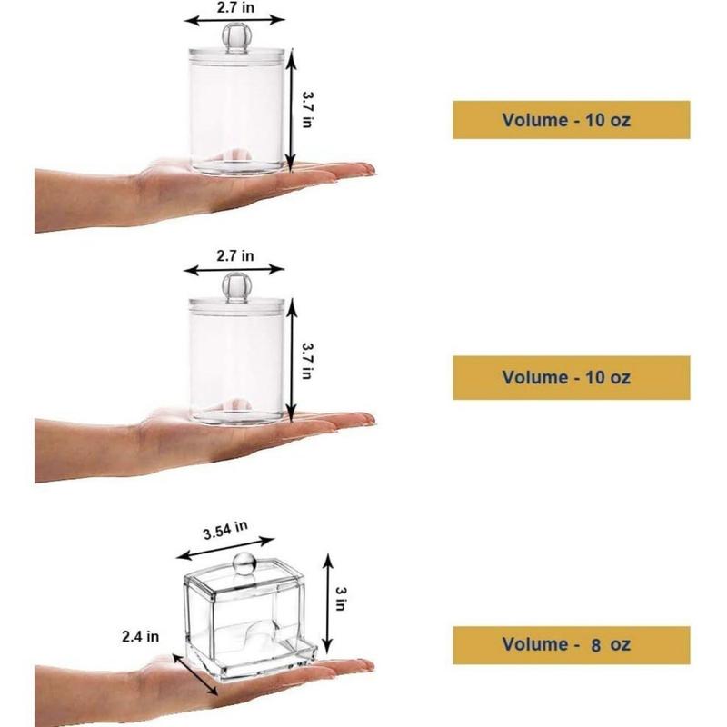 Swab Holder Canisters with Lid, Bathroom Qtip Dispenser, Clear Plastic Cotton Ball Pad Container for Cotton Swabs, Q-Tips, Make Up Pads, Cosmetics(Creative Life Pavilion) Bottles Organiser Tin