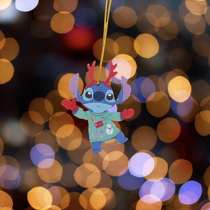 Disney Stitch Design Acrylic Pendant, 1 Count Cute Cartoon Ornament, Holiday Gift for Friends, Home Decor Pendant for Christmas Tree