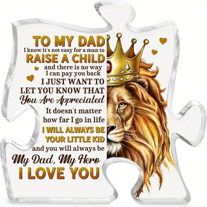 Personalized Dad Gift from Daughter Son, Dad Puzzle Shaped Acrylic Sign, Thank You Dad Keepsake, Grateful Gift for Dad Father-in-law Grandpa, Bonus Dad Stepdad Present, Gift for Father's Day