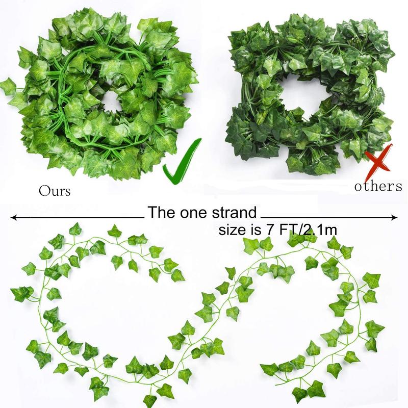 12 Pcs, 84 Feet Artificial Ivy Leaves Garland for Weddings, Parties, and Home Decor - Realistic Greenery Hanging Plant Vine with Sensor Decor