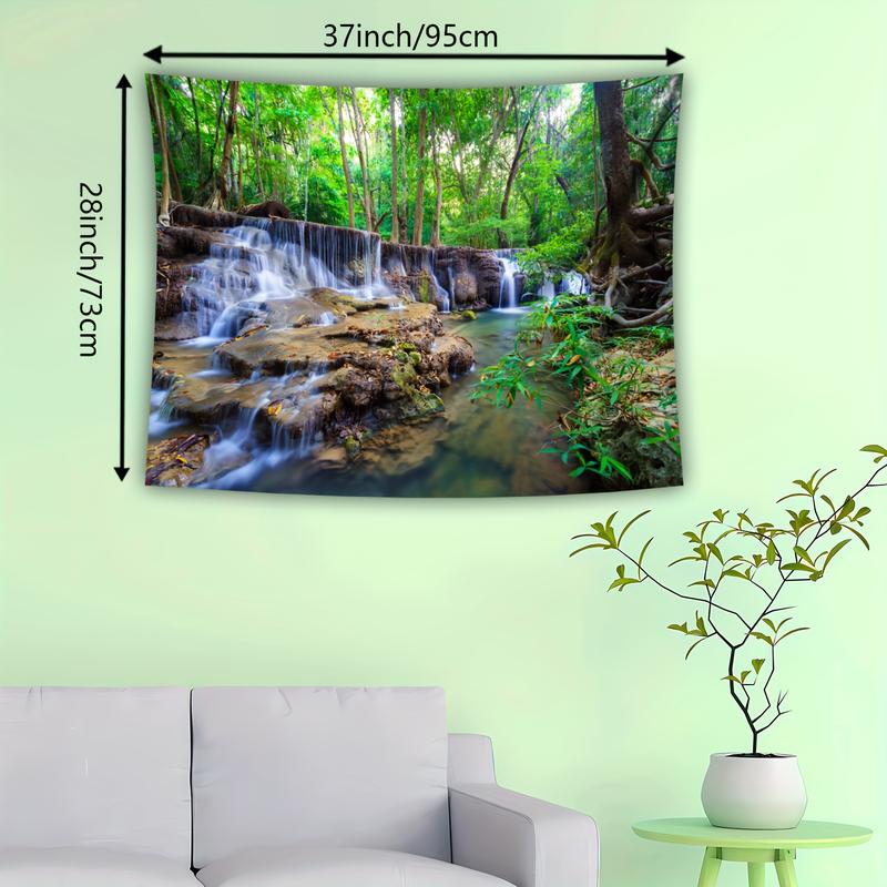 Christmas 2024 Ornament - Vibrant Forest Creek Landscape Photo Tapestry - Polyester Wall Hanging for Living Room, Bedroom, Office, and Party Decor Decoration