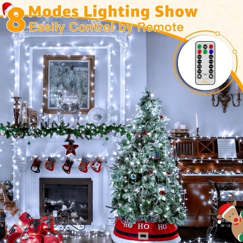 Ollny 262FT Christmas Lights, 800 LED Plug in Fairy Lights, 8 Modes Waterproof Outdoor String Lights with Remote for Christmas Tree Halloween Decorations