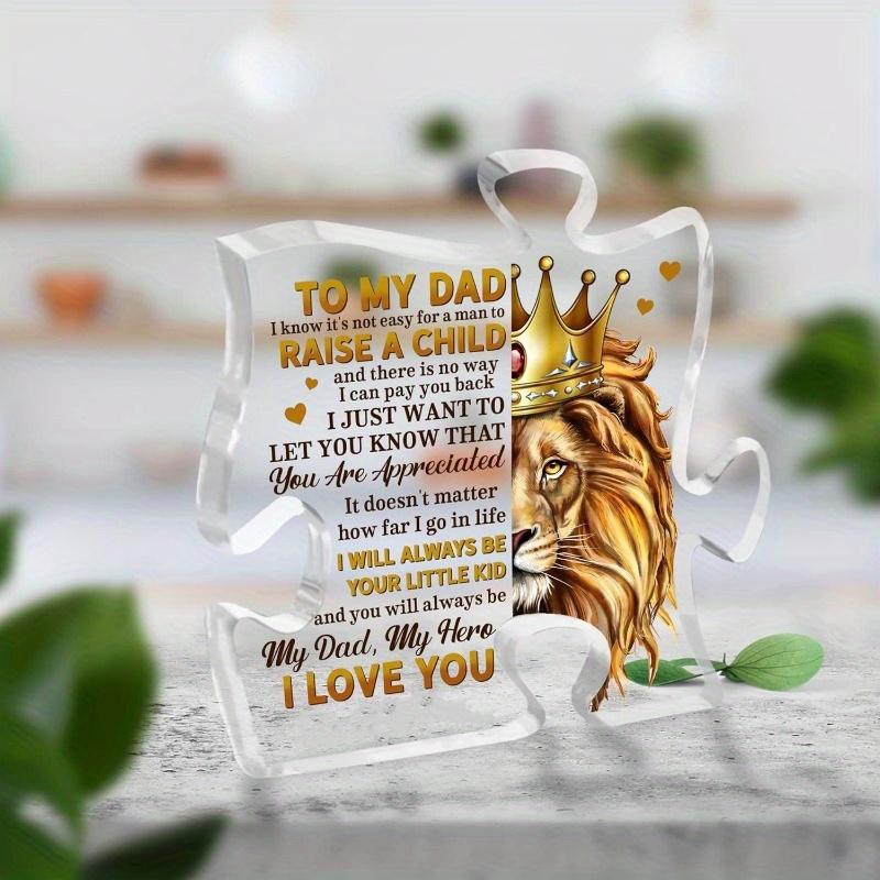 Personalized Dad Gift from Daughter Son, Dad Puzzle Shaped Acrylic Sign, Thank You Dad Keepsake, Grateful Gift for Dad Father-in-law Grandpa, Bonus Dad Stepdad Present, Gift for Father's Day