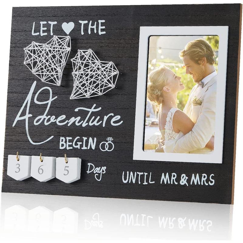 Engagement Gifts for Couple, Wedding Countdown, Engagement Picture Frame, Gifts for Newly Engaged Couple Valentine‘s Day Engagement Gift for Her - Bride to be Gifts Fiance Gift