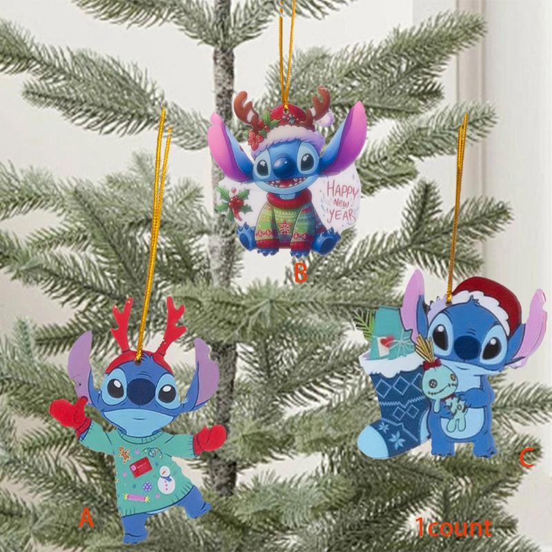 Disney Stitch Design Acrylic Pendant, 1 Count Cute Cartoon Ornament, Holiday Gift for Friends, Home Decor Pendant for Christmas Tree