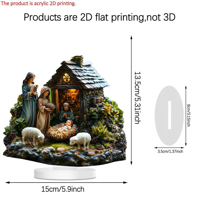 Nativity Scene Design Acrylic Desktop Ornament, 1 Count 2D Acrylic Desktop Decoration, Ideal Christmas & Housewarming Gift for Friends Family