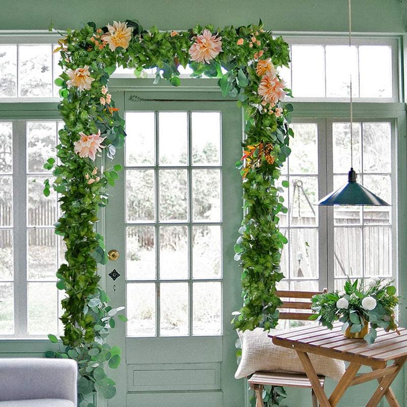 12 Pcs, 84 Feet Artificial Ivy Leaves Garland for Weddings, Parties, and Home Decor - Realistic Greenery Hanging Plant Vine with Sensor Decor