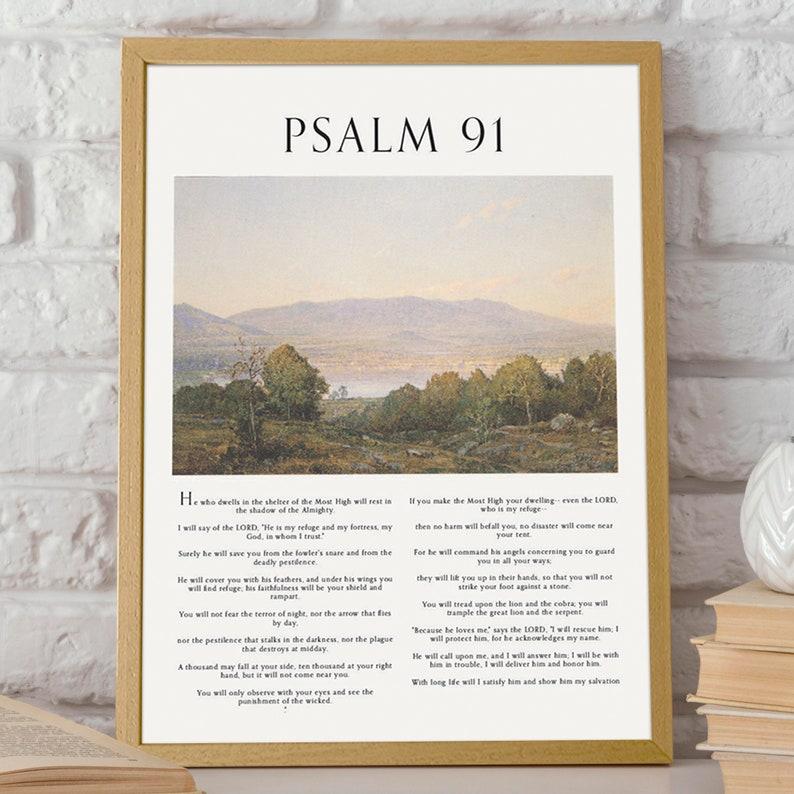 Psalm 91 Bible Verse Wall Poster Poster, Decorate Your Hallway, Living Room, and Offices with Inspirational Scripture Poster work G2WTZ