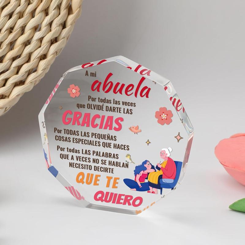 Grandma Gifts from Grandchildren in Spanish, regalo abuela, regalo para abuela, Spanish Grandma Birthday Gifts regalos abuela  Decorative Signs Plaques, clear