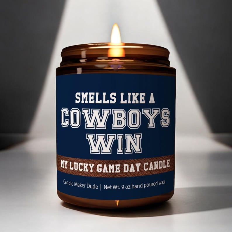 Smells Like a Cowboys Win, Cowboys Dallas Lucky Game Day Candle, Football Candle, Fans Gift, Game Day Decor, Sport Themed Candle