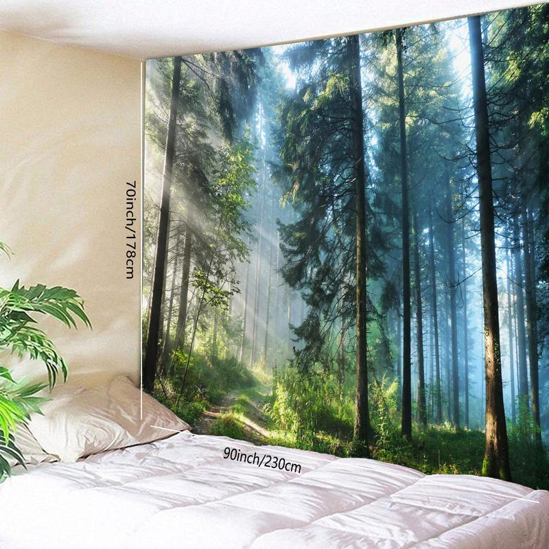 Forest Pattern Tapestry, 1 Count Modern Landscape Wall Hanging Blanket with Installation Accessories for Home Living Room Bedroom Decor