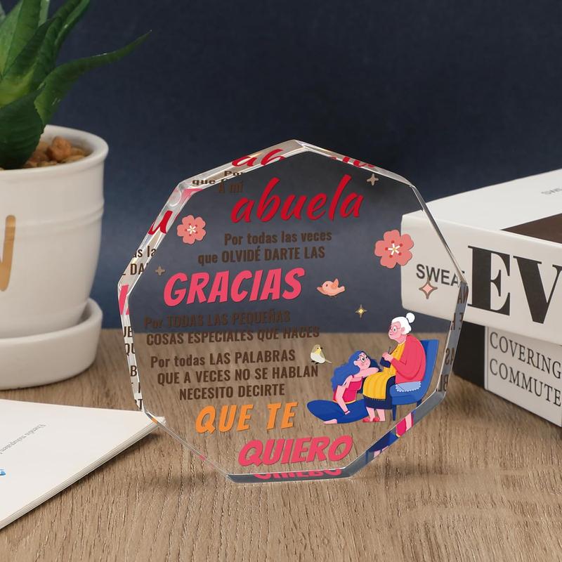 Grandma Gifts from Grandchildren in Spanish, regalo abuela, regalo para abuela, Spanish Grandma Birthday Gifts regalos abuela  Decorative Signs Plaques, clear