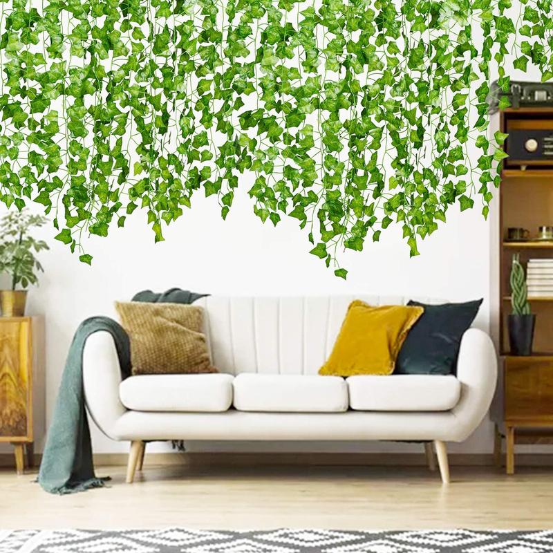 12 Pcs, 84 Feet Artificial Ivy Leaves Garland for Weddings, Parties, and Home Decor - Realistic Greenery Hanging Plant Vine with Sensor Decor