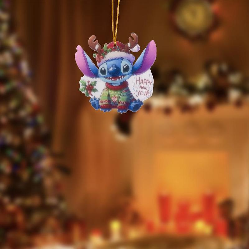 Disney Stitch Design Acrylic Pendant, 1 Count Cute Cartoon Ornament, Holiday Gift for Friends, Home Decor Pendant for Christmas Tree