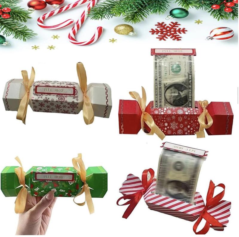 Christmas Surprise Money Pull Pouch,Christmas Money Holders For Cash,Christmas Money Box For Cash Gift Pull,Christmas Money Box,Christmas Money Pull Box(4PCS)