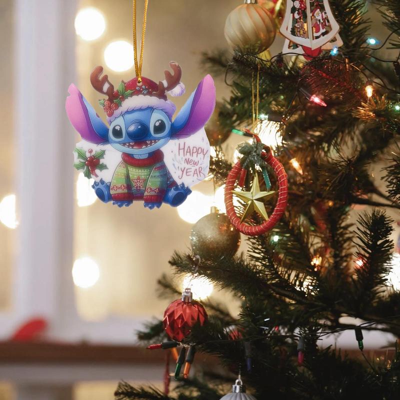 Disney Stitch Design Acrylic Pendant, 1 Count Cute Cartoon Ornament, Holiday Gift for Friends, Home Decor Pendant for Christmas Tree