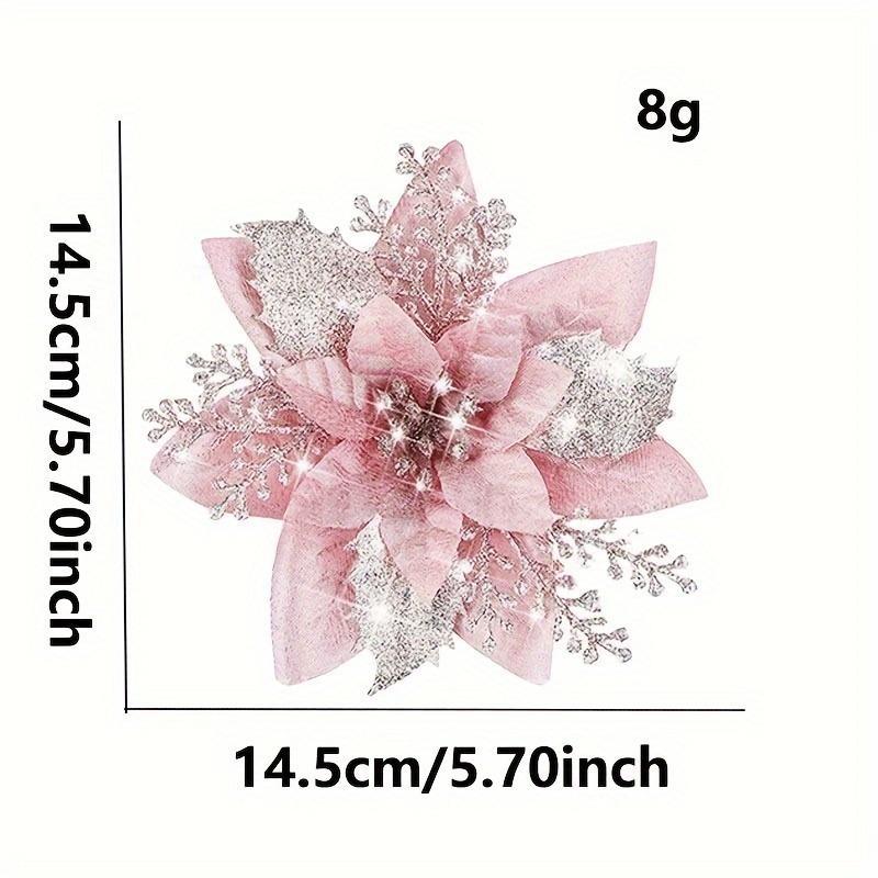 Glittering Christmas Flower Set, 10pcs set Shiny Flower Decoration, Festive Tree & Home Decor for Holiday Season, Home Decor Supplies