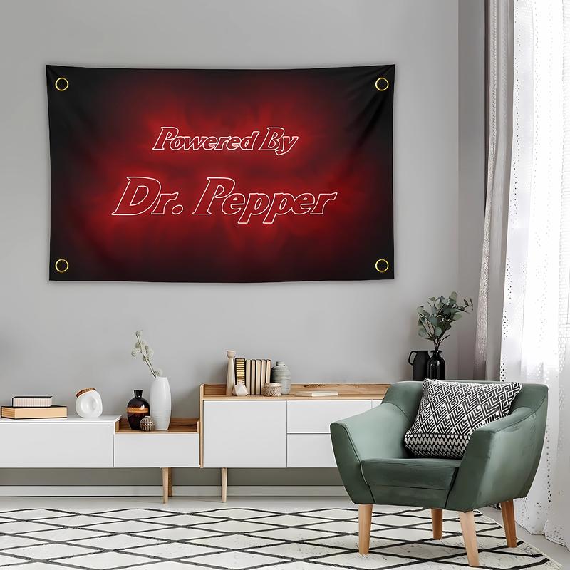 Powered by Dr. Pepper Tapestry 3x5 Feet Flag Banner for Bedroom Wall Hanging College Decor Indoor Outdoor Poster Decoration Print Gift Lightweight