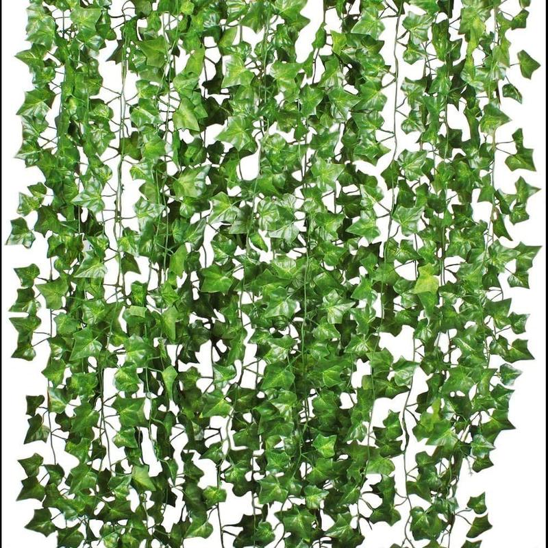 12 Pcs, 84 Feet Artificial Ivy Leaves Garland for Weddings, Parties, and Home Decor - Realistic Greenery Hanging Plant Vine with Sensor Decor