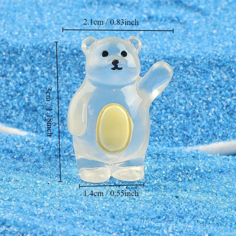 Cute Luminous Polar Bear Design Ornament, 5 Counts set Cartoon Bear Shaped Decorative Ornament, Home Decor for Living Room Bedroom Office