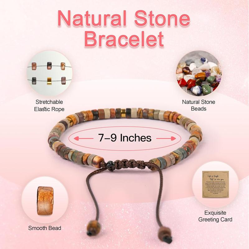 Inspirational Gifts Bracelets for Women Healing Natural Stone Bracelets - Get Well Soon Best Friends Sister  - Life is Tough But So are You Bracelet