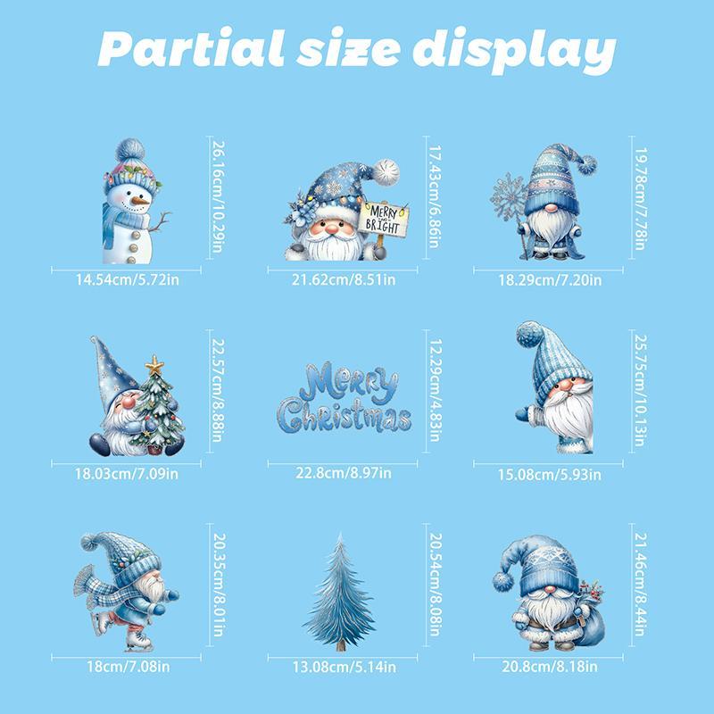 Snowman & Christmas Gnome Pattern Window Sticker, 9 Sheets set Merry Christmas Themed Window Decal, Decorative Sticker for Home Party Festival