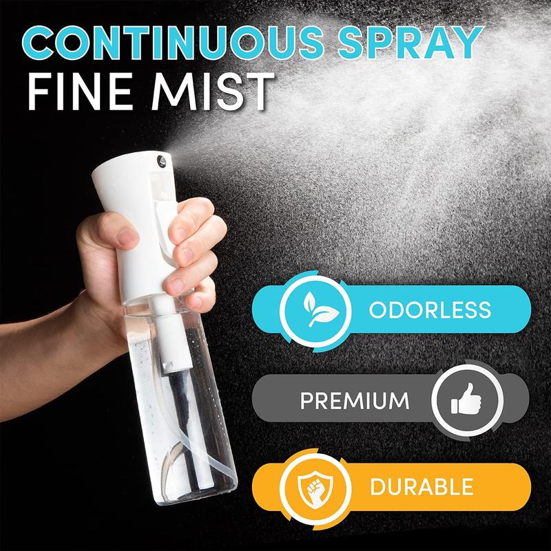 Continuous Spray Bottle for Hair (10.1oz 300ml) Mist Empty Ultra Fine Plastic Water Sprayer – For Hairstyling, Cleaning, Salons, Plants Light Pet