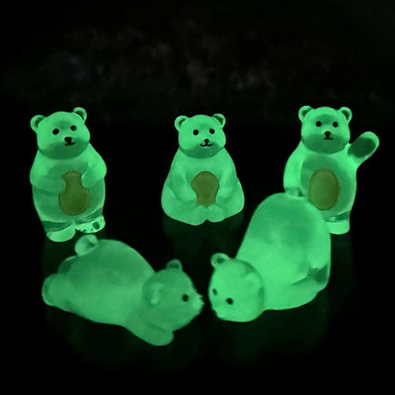 Cute Luminous Polar Bear Design Ornament, 5 Counts set Cartoon Bear Shaped Decorative Ornament, Home Decor for Living Room Bedroom Office