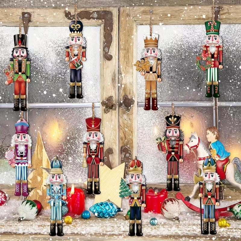 Wooden Nutcracker Design Hanging Ornament, 36pcs Christmas Themed Hanging Decoration, Pendant for Home Party Festival